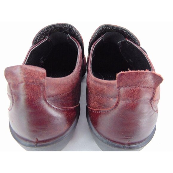 Romika Dark Red Two Hook Shoes US 8 EUR 39 Round Toe Elastic Loop Leather - Picture 5 of 16